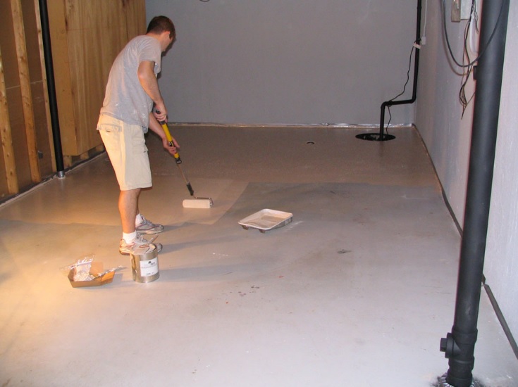 Epoxy paint is very easy to apply bare concrete with a roller. Photo courtesy of www.jimnagel.com